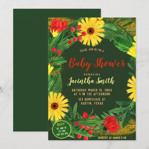 Bright Flowers Tropical Baby Shower Party Invite