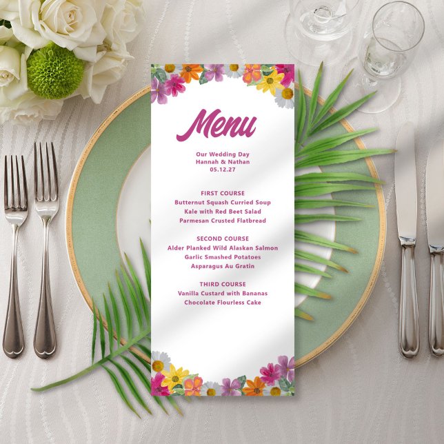Bright Flowers Tropical Wedding Menu Wedding (Creator Uploaded)