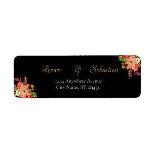 Bright Flowers Watercolor Bouquets Wedding Label