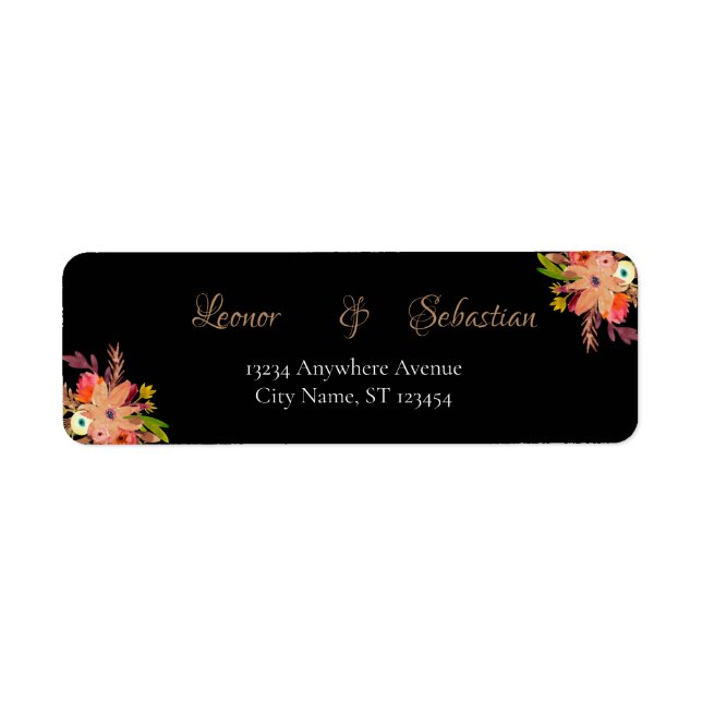 Bright Flowers Watercolor Bouquets Wedding Label (Front)