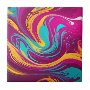 Bright Fluid Swirls Acrylic Tile