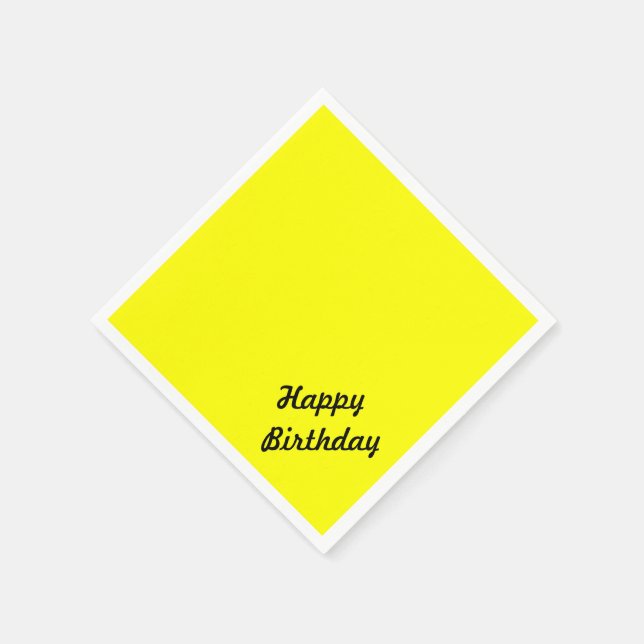 Bright Fluorescent Neon Yellow Custom Text Napkin (Corner)