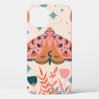 Bright Folk art Moths pattern