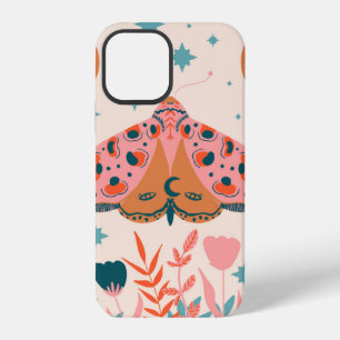 Bright Folk art Moths pattern iPhone 12 Case