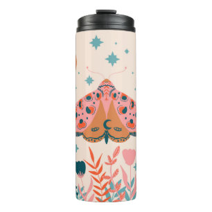Bright Folk art Moths pattern Thermal Tumbler