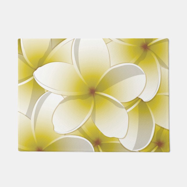 Bright Frangipani/ Plumeria flowers Doormat (Front)
