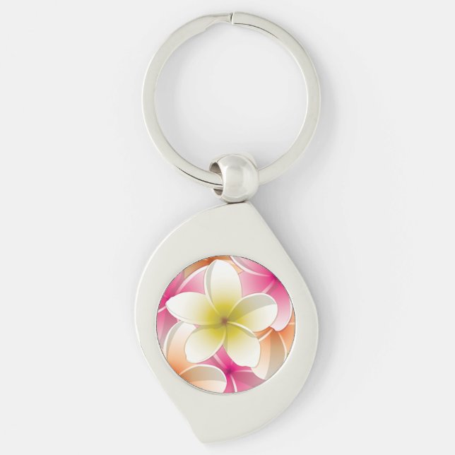 Bright Frangipani/ Plumeria flowers Key Ring (Front)