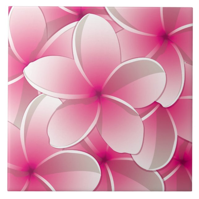 Bright Frangipani/ Plumeria flowers Tile (Front)