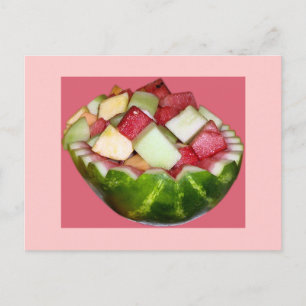 Bright Fruit Salad Watermelon in Pink Postcard