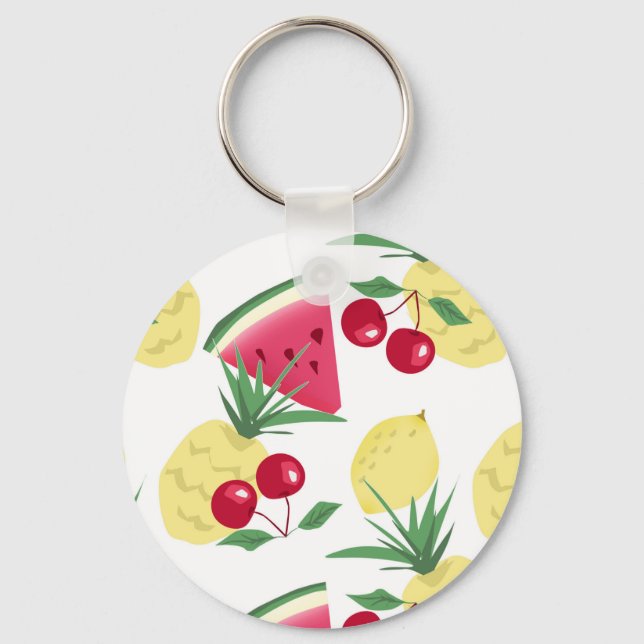Bright fruits and berries on white.  key ring (Front)