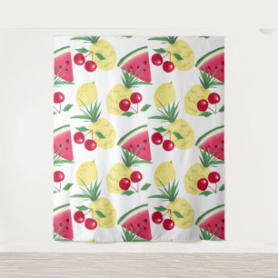 Bright fruits and berries on white. tapestry