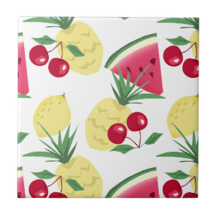 Bright fruits and berries on white. tile