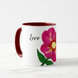 Bright Fuchsia Yellow Flower Love Mug
