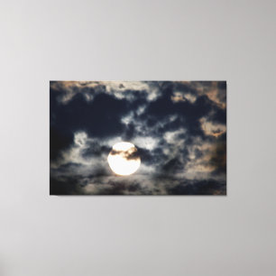 Bright Full Moon with Clouds Canvas Print