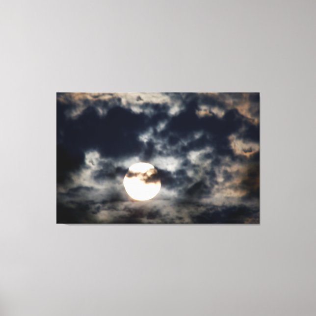 Bright Full Moon with Clouds Canvas Print (Front)