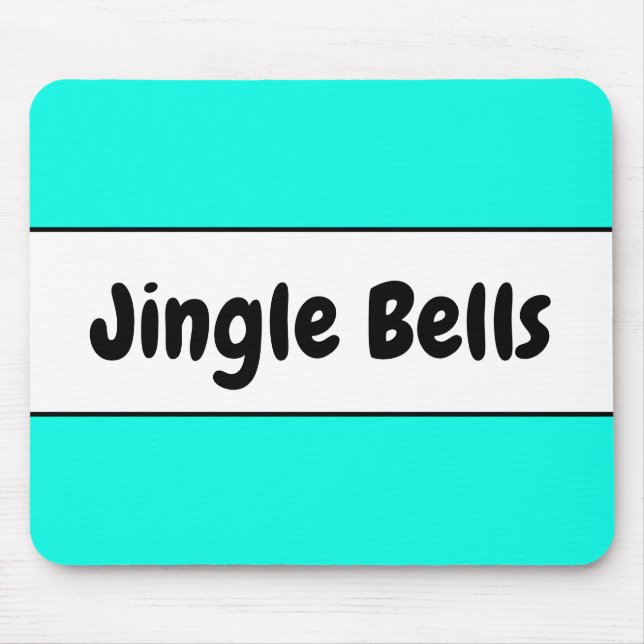 Bright Fun Aqua White Holiday Jingle Bells Stripes Mouse Mat (Front)