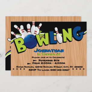 Bright & Fun Bowling Birthday Invitations