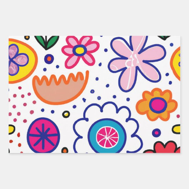 Bright fun childrens  wrapping paper sheet (Front)