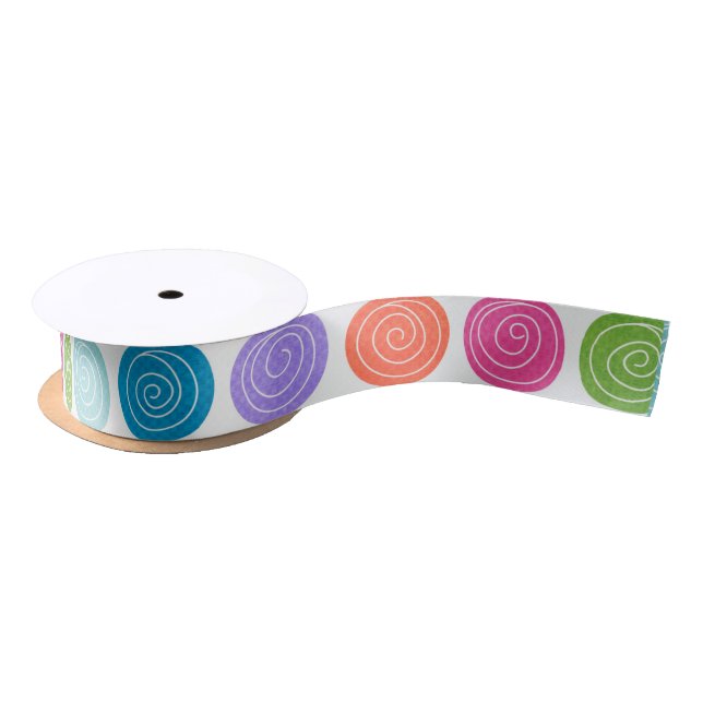 Bright Fun Circle Pattern Satin Ribbon (Spool)
