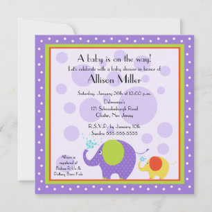 Bright & Fun Elephant Baby Shower Invitation