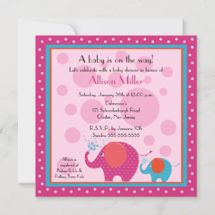 Bright & Fun Elephant Baby Shower Invitation