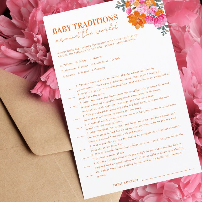 Bright Fun Floral Baby Traditions Baby Shower Game (Creator Uploaded)
