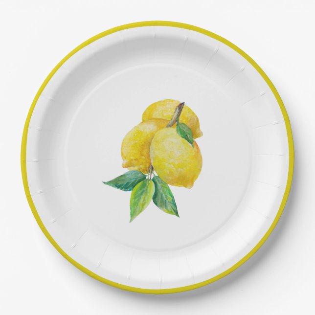 Bright Fun Lemons and Leaves Paper Plate (Front)