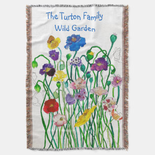 Bright fun multicolored imaginative Wild Poppy Throw Blanket