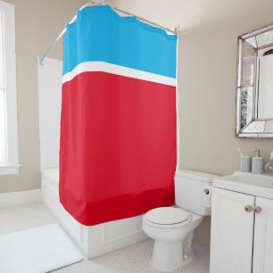 Bright Fun Nautical Red White Sky Blue Colour Bloc Shower Curtain