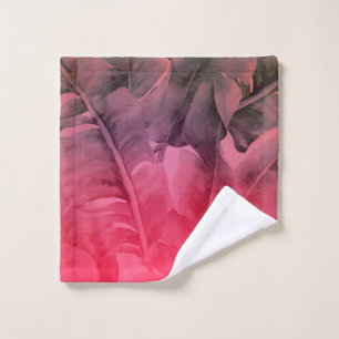 Bright Fun Pink Tropical Summer Palm Leaves Bath Towel Set