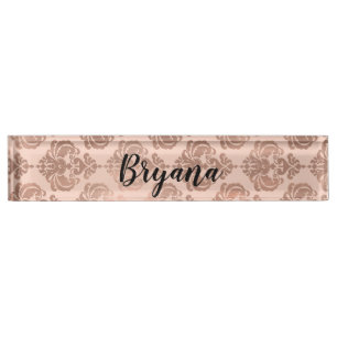 Bright Fun Pink Tropical Summer Palm Leaves Nameplate