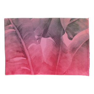 Bright Fun Pink Tropical Summer Palm Leaves Pillowcase
