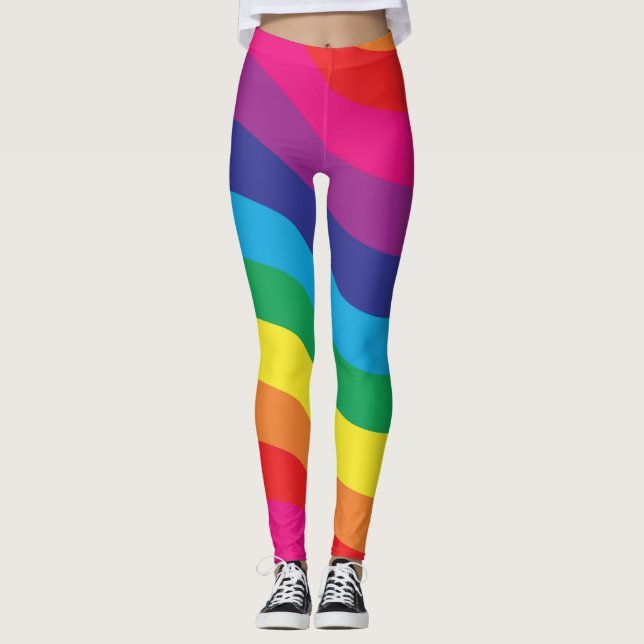 Bright Fun Rainbow Patterned Leggings (Front)