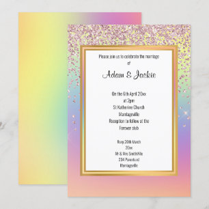 BRIGHT FUN RAINBOW SPARKLE WEDDING INVITATION