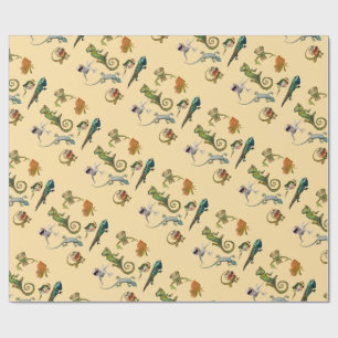 Bright Fun Reptile Birthday Party  Wrapping Paper