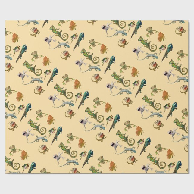 Bright Fun Reptile Birthday Party  Wrapping Paper (Flat)
