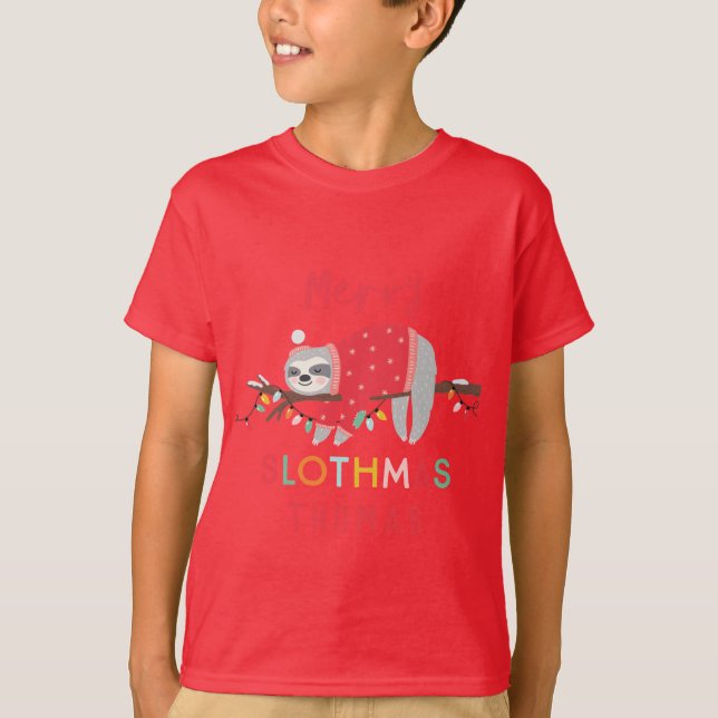 Bright fun sloth christmas t-shirt (Front)