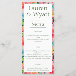 Bright Fun Tropical Botanical Floral Wedding Menu