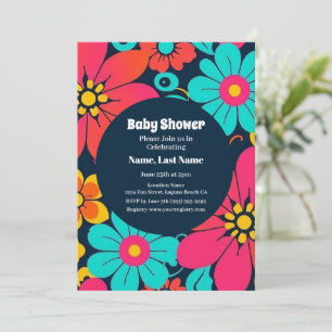 Bright Funky Flowers-Retro- Dopamine Style Invitation