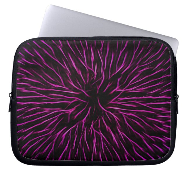 Bright Funky Hot Pink Firecracker Abstract Laptop Sleeve (Front)