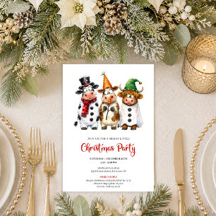 Bright Funny Animals Red Green Christmas Party Invitation