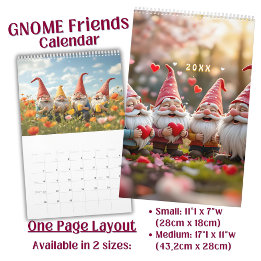 Bright funny cute Gnome Friends Art Calendar