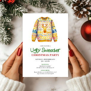 Bright Funny Ugly Sweater Xmas Party Invite