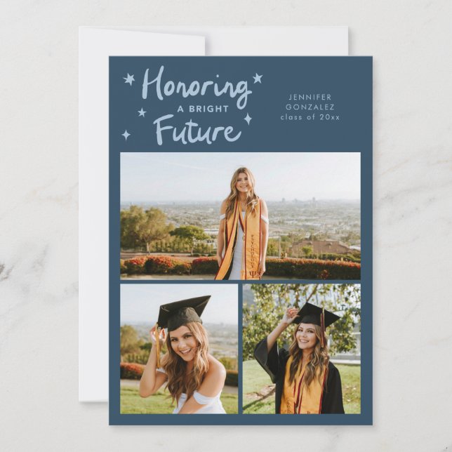 Bright Future Stars Multi Photo Navy Blue Grad Announcement (Front)