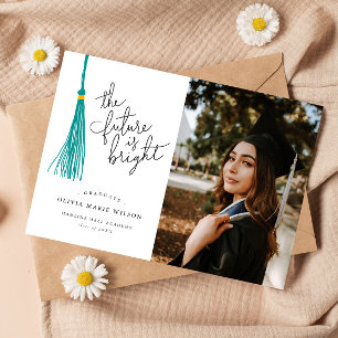 Bright Future Teal Tassel Graduation Announcement