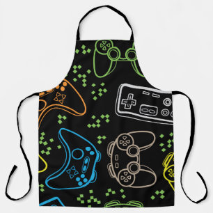 Bright gaming joysticks: cool pattern. apron