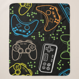Bright gaming joysticks: cool pattern. sherpa blanket