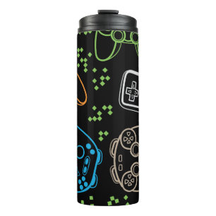 Bright gaming joysticks: cool pattern. thermal tumbler