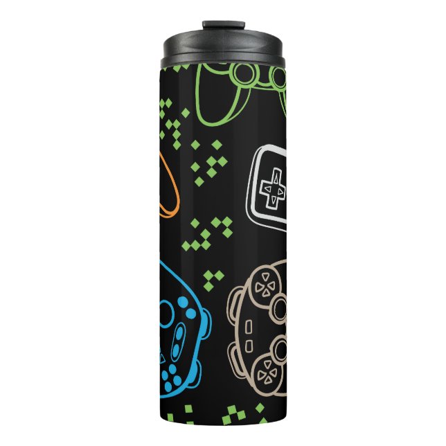 Bright gaming joysticks: cool pattern. thermal tumbler (Front)