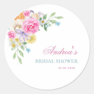 Bright Garden Floral Sporing Summer Bridal Shower Classic Round Sticker